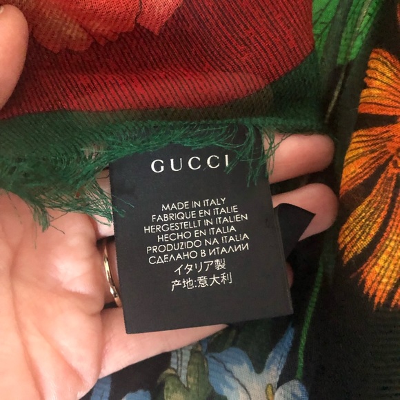 Gucci Floral Web Wool and Silk Scarf - Picture 7 of 8